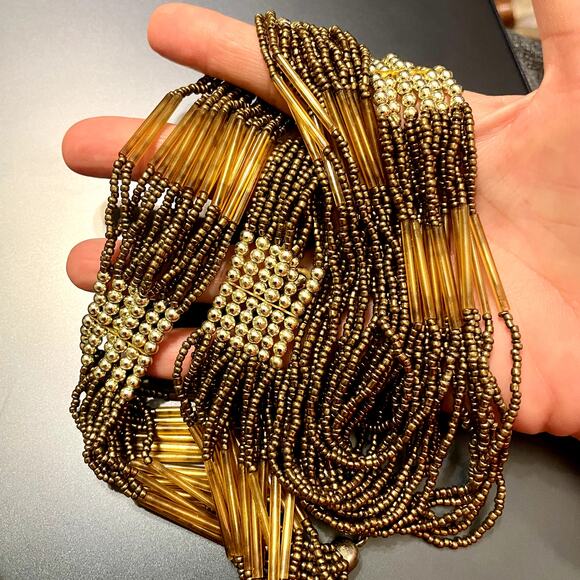 Boho Gold Beaded Layered Necklace - Picture 7 of 7